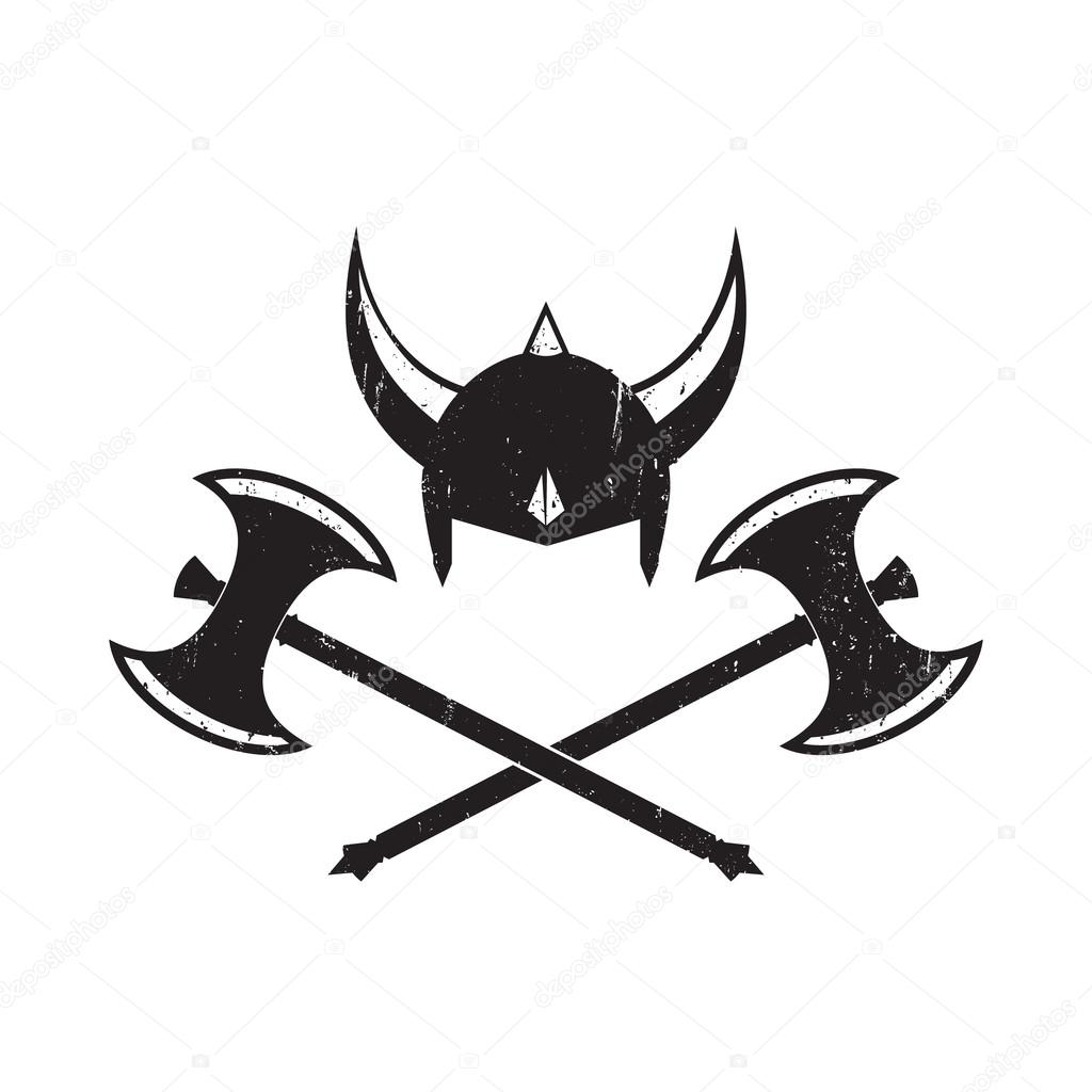 Vikings hjelm og kryssende stridsøks stockvektor © nexusby #87005396, image size:1024x1024