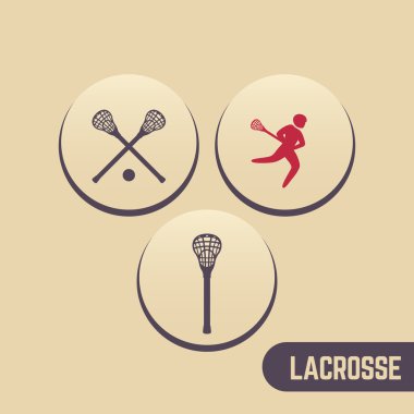 Lacrosse, Lakros sopa, simgeler, vektör çizim yuvarlak crosse