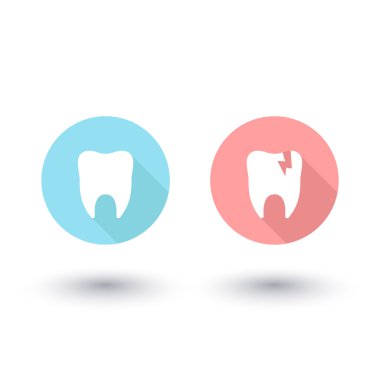 Tooth, tooth cavity round flat icons clipart
