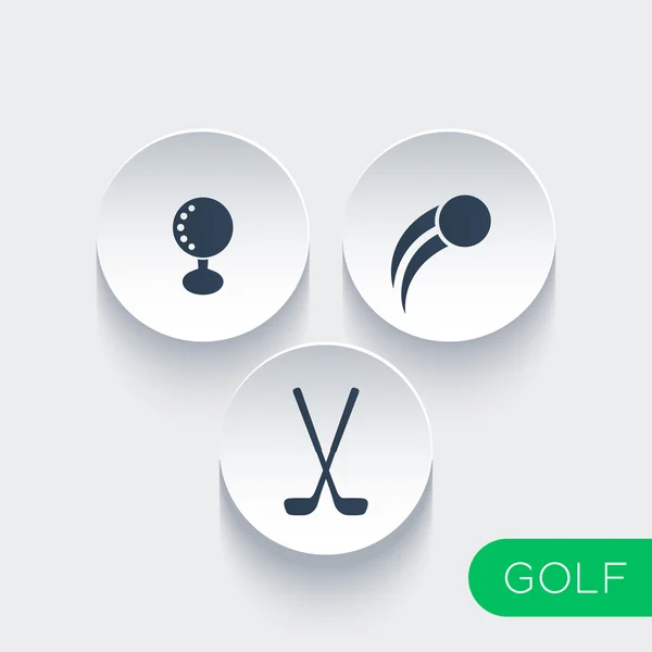 골프 공, 골프 클럽, 골프 라운드 3d 모양에 아이콘 — 스톡 벡터
