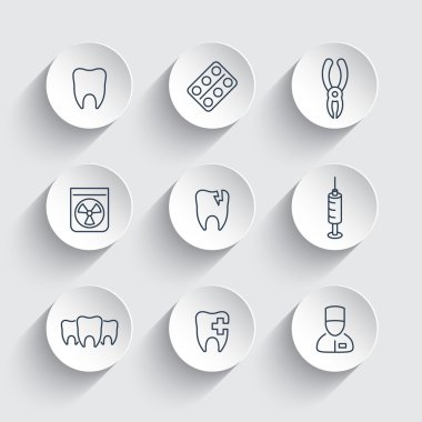 Tooth, dental care, dental pliers, dentist, tooth cavity, line round icon