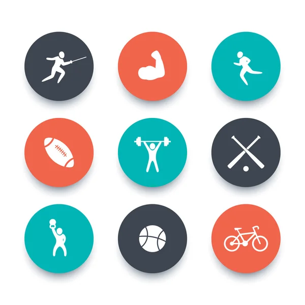 Sport, round flat icons — Διανυσματικό Αρχείο