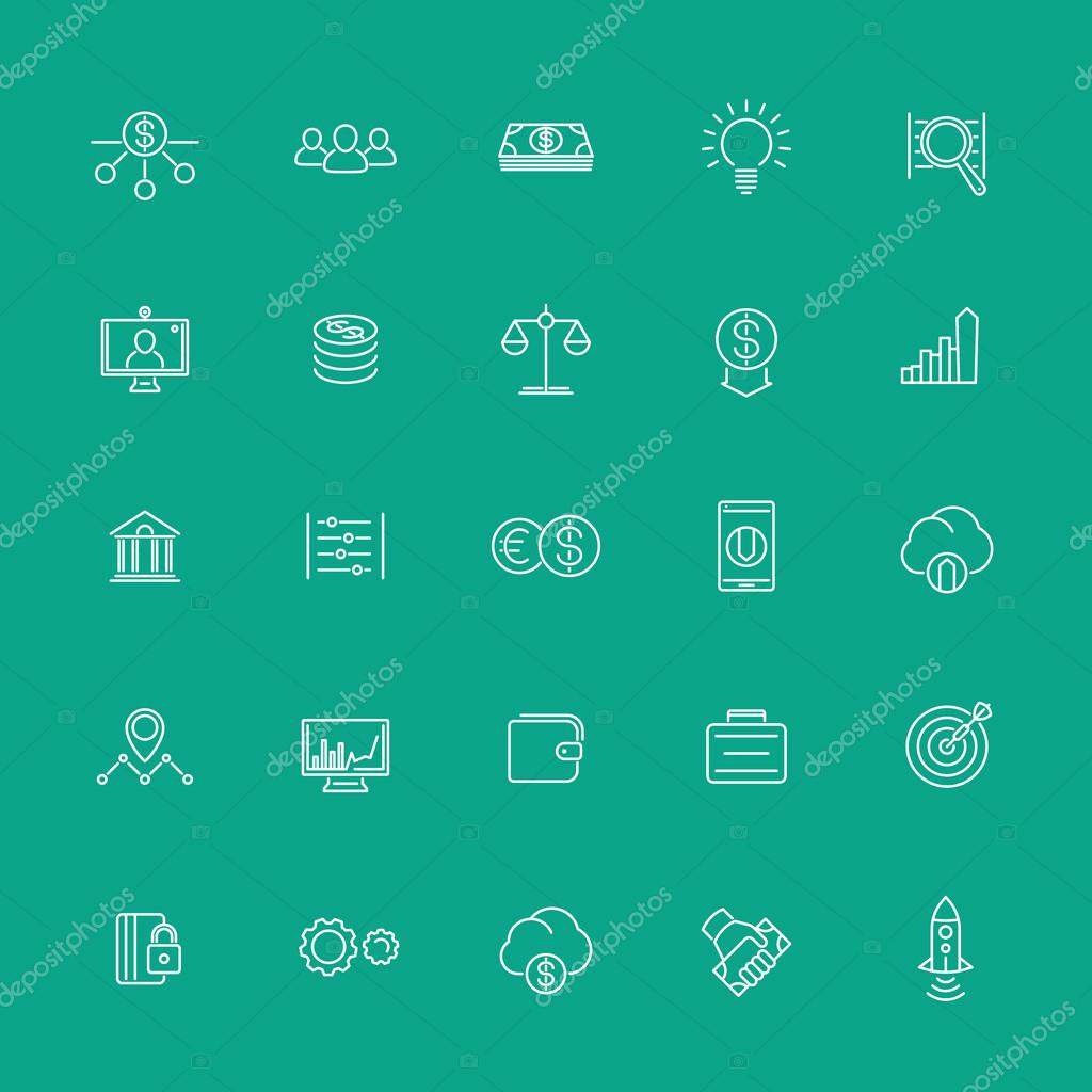 Venture capital, investments, startup, hedge fund, line white icons, vector illustration