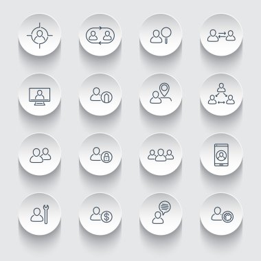 Personnel, Human resources, HR, staff rotation, line icons on round 3d shapes