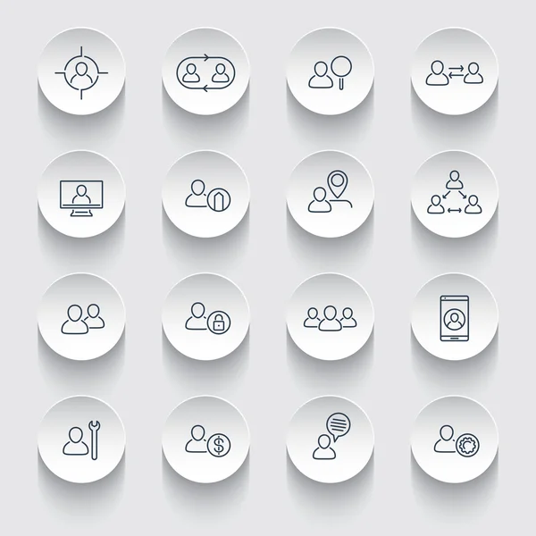 Personnel, Human resources, HR, staff rotation, line icons on round 3d shapes — Stock Vector