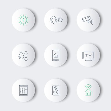 Smart House line round modern icons