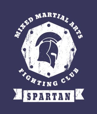 Spartan, MMA Fighting Club grunge emblem with spartan helmet