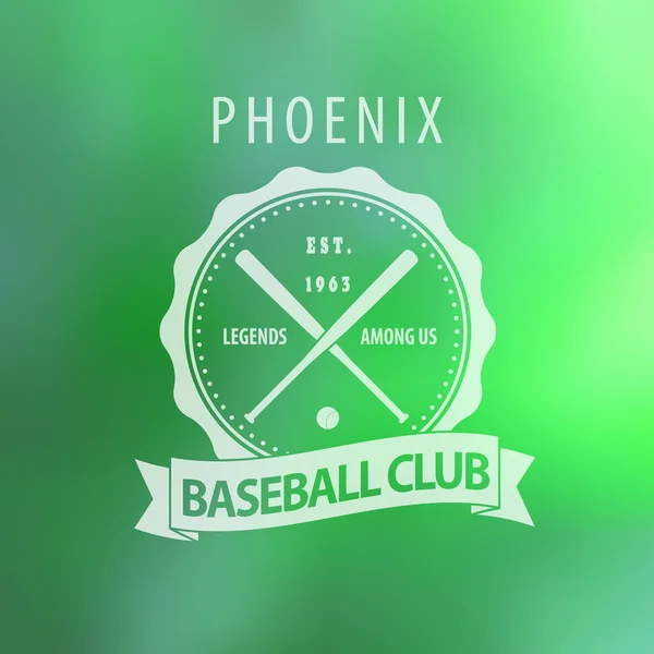 Phoenix Baseball club vintage emblem on blur background — Stok Vektör