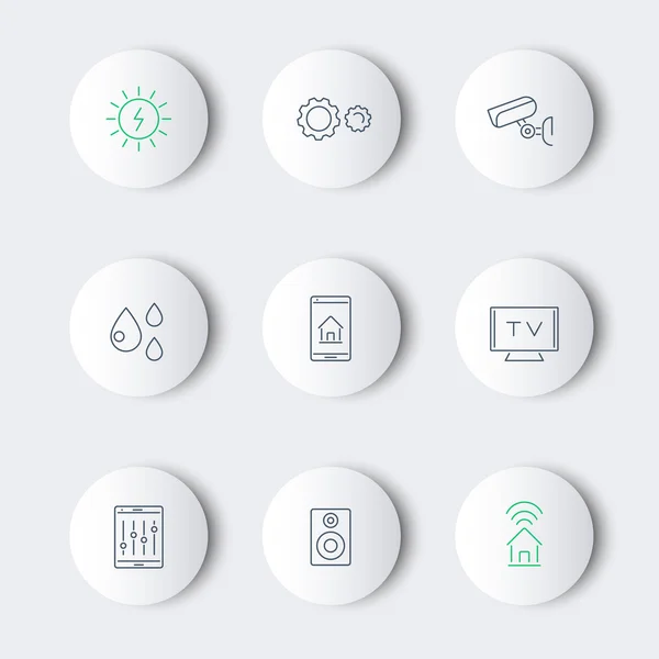 Smart House line round modern icons — Stock vektor