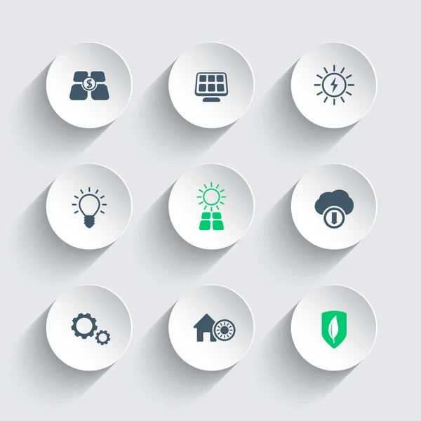 Solar energy round modern icons — 图库矢量图片