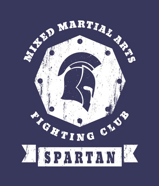 Spartan, MMA Fighting Club grunge emblem with spartan helmet — Stock Vector