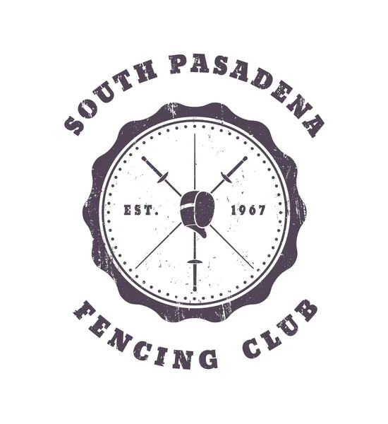 Fencing Club Grunge Vintage Emblem — Stockový vektor