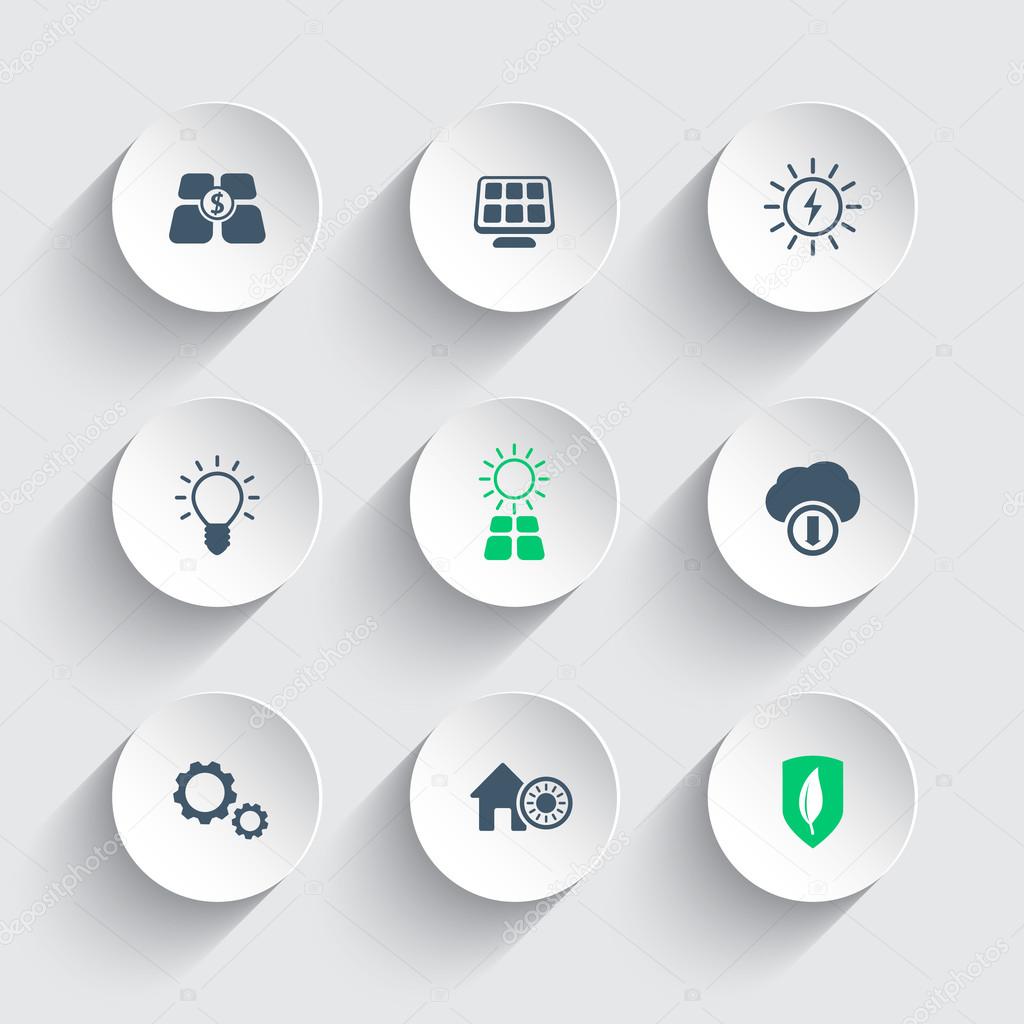 Solar energy round modern icons