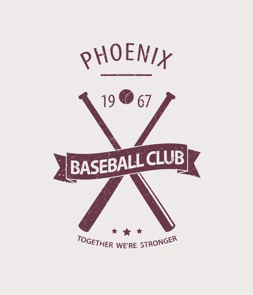 Phoenix Baseball Club emblema graffiato — Vettoriale Stock