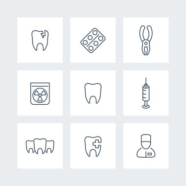 Diş, diş bakımı, diş pense, toothcare, stomatology, satır simgeler