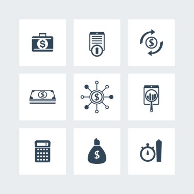 Finans, yatırım, hedge fonlar Icons set