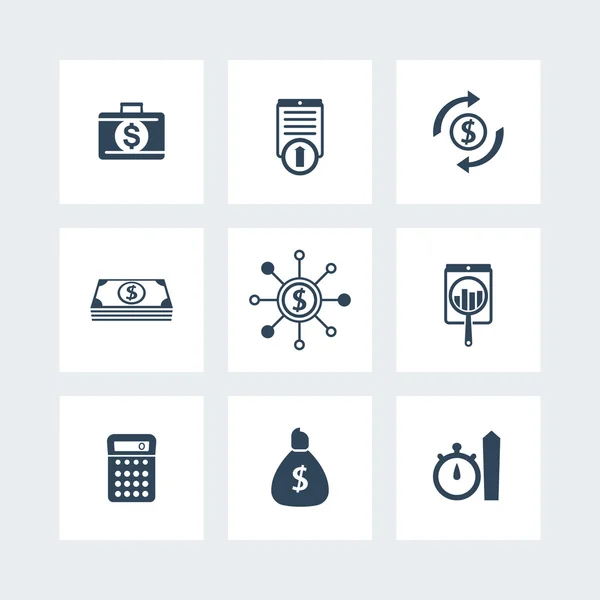 Finance, investments, hedge funds icons set — Stock Vector