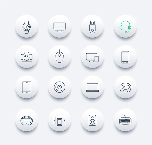 Gadgets modernos línea redonda iconos — Archivo Imágenes Vectoriales