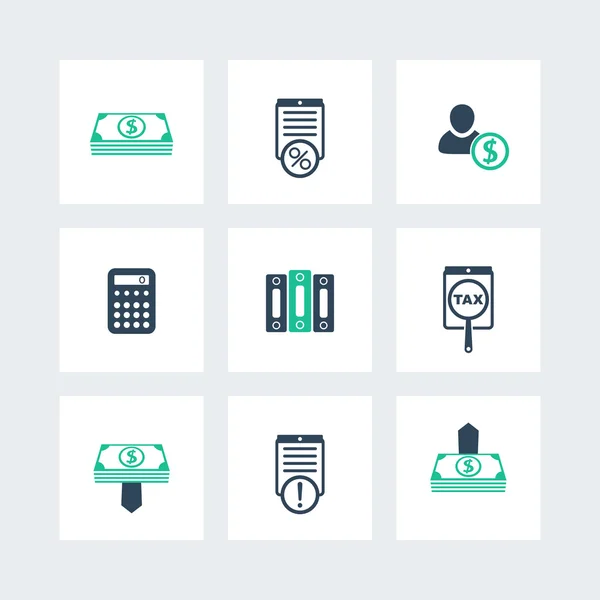 Bookkeeping, finance, payroll icons pack — Stok Vektör