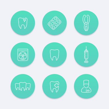 Diş, diş bakımı, diş pense, toothcare, stomatology, satır Akuamarin simgeler