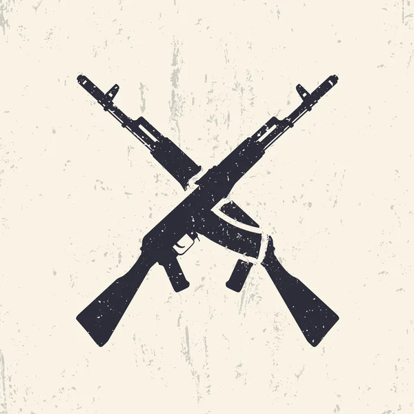 Crossed assault rifles, grunge design elements — Stockvector