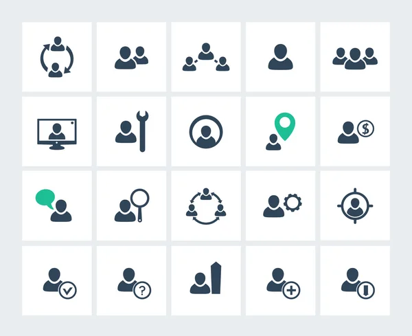 Personnel management, human resources, HR, HRM icons pack — ストックベクタ