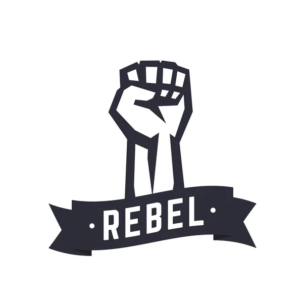 Rebelde, diseño de camiseta, estampado, puño en alto en protesta — Vector de stock