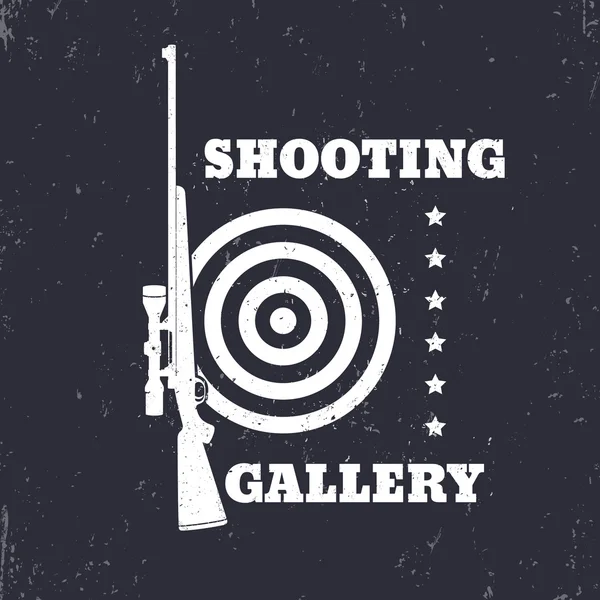 Shooting Gallery Grunge emblem, sign with rifle — Stockvector