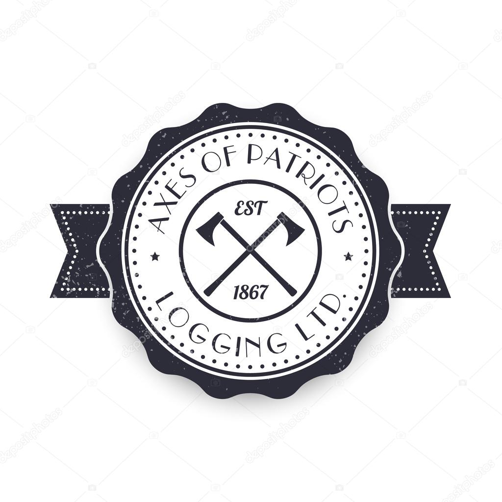 Logging, lumber company vintage logo, logotype, sign template with