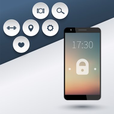 smartphone mockup with big screen and thin frames, vector illustration