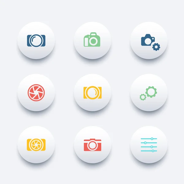 Photography, camera, aperture round trendy icons, vector illustration — Wektor stockowy