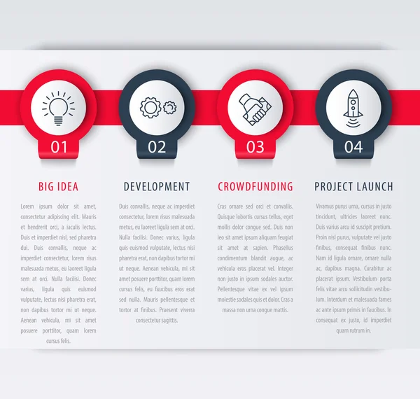 Startup infographic design elements, steps, timeline, vector illustration — Stockový vektor