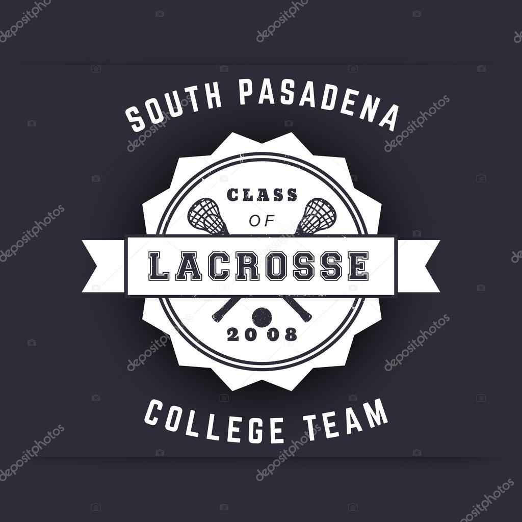 College Lacrosse Team vintage logo, t-shirt print, vector illustration