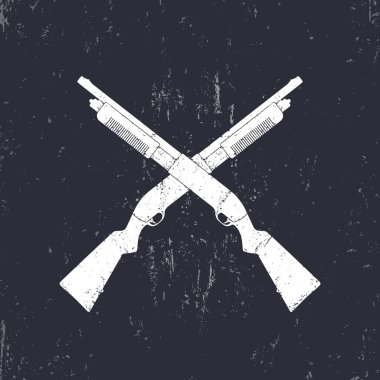 Crossed shotguns, hunting rifles, vector illustration