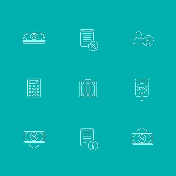 Bookkeeping, finance, income line icons, isolated set, vector illustration — Stockový vektor