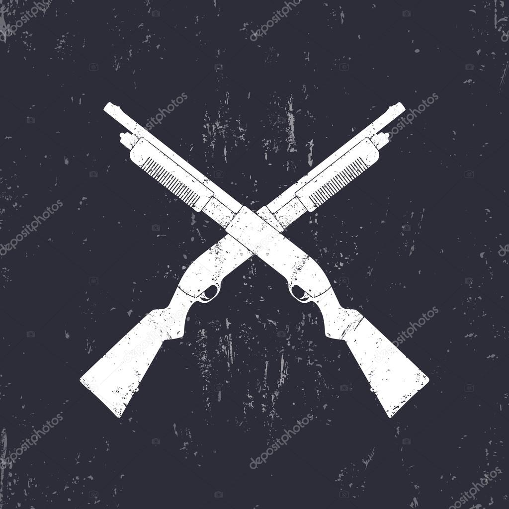 Crossed shotguns, hunting rifles, vector illustration