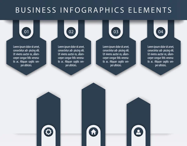 Business Infographics Elements, 1, 2, 3, 4, steps, timeline, growth arrows, vector illustration — Wektor stockowy