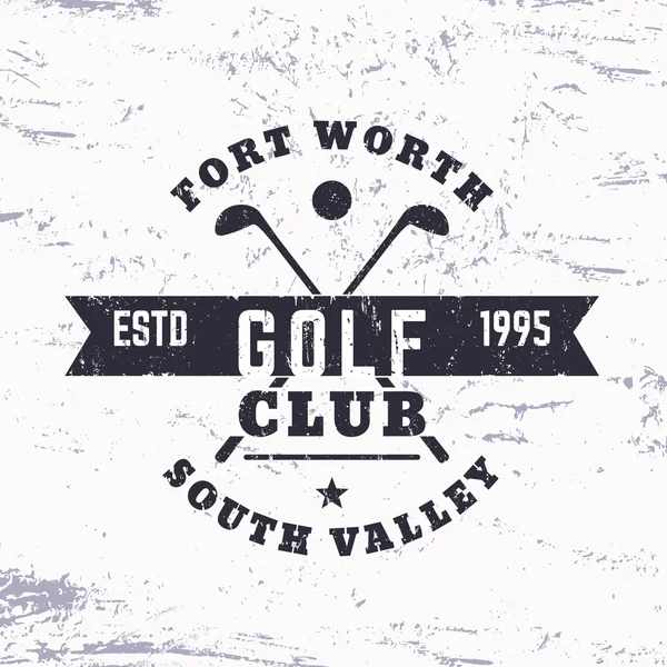 Golf Club Vintage-Logo, Grunge-Zeichen, Druck, Vektorillustration — Stockvektor