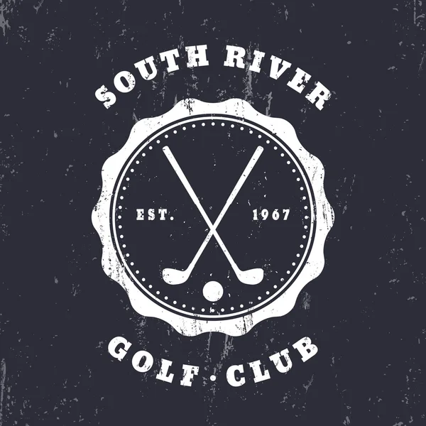 Golf Club, emblema vintage grunge, logo, distintivo, illustrazione vettoriale — Vettoriale Stock