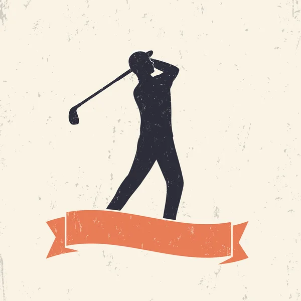 Golfer, golf player swinging golf club, vector illustration — Stockvector