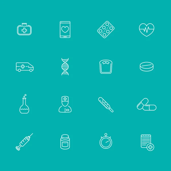 Medicine, health care, drugs, line icons, isolated set, vector illustration — 스톡 벡터