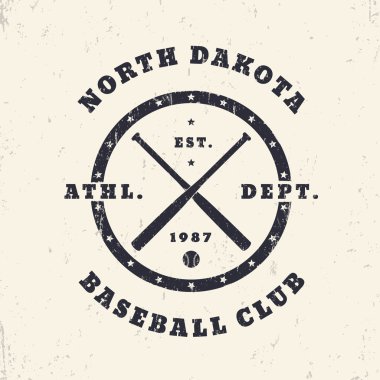Baseball vintage round print, logo, t-shirt design, vector illustration