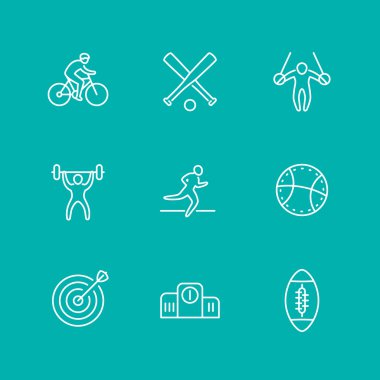 different kind of sports, line icons, isolated set, vector illustration
