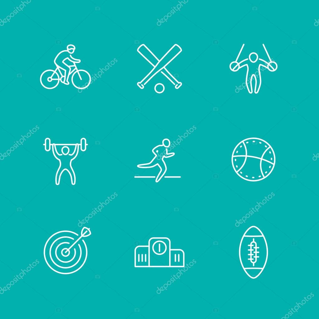 Different kind of sports, line icons, isolated set, vector illustration