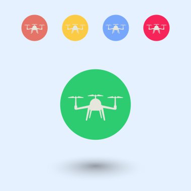 Dron, Tricopter, Multicopter yuvarlak renk düz simgeler, illüstrasyon vektör
