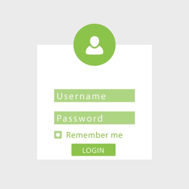 Kullanıcı oturum açma penceresi kavramı, düz tasarım, vektör çizim
