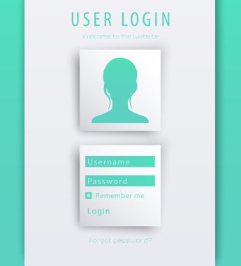 Kadın giriş pencere kavramı geometrik arka planda, vektör çizim