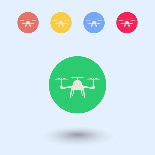 Drone, tricóptero, iconos planos de color redondo multicopter, ilustración vectorial — Vector de stock