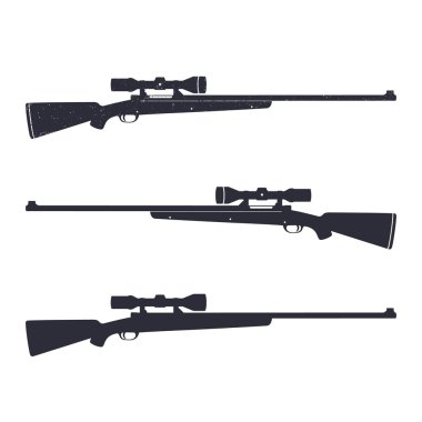 Hunting rifle with optical sight, sniper rifle, vector illustration