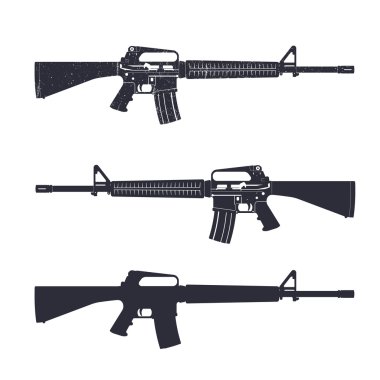 M16 assault rifle, 5.56 mm automatic gun, vector illustration